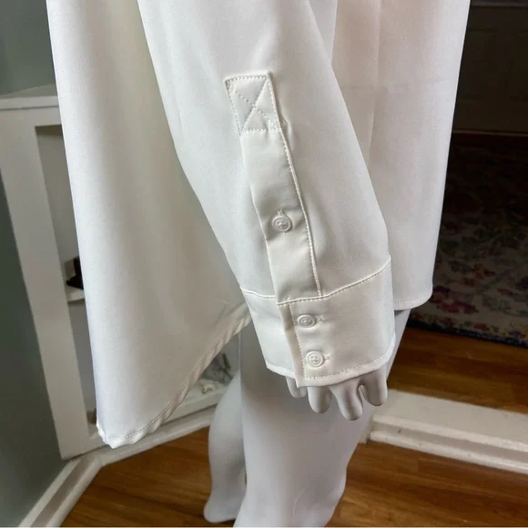 New NWT Modern Ambition White Button-Up Shirt Delightfully Technical Traveler L - Picture 9 of 15